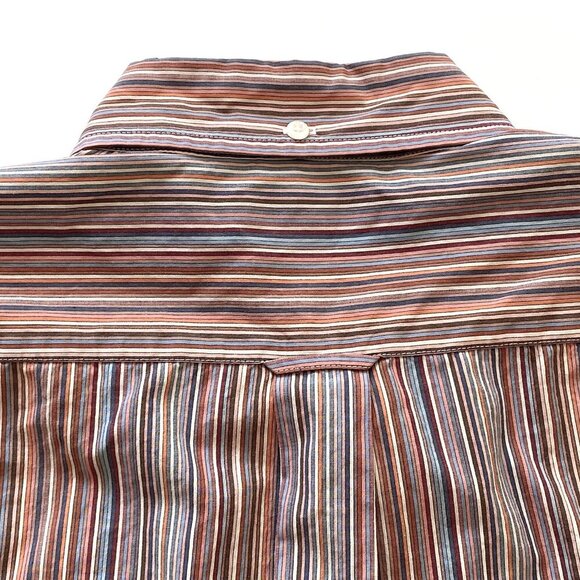 Faconnable Mens Button Down Cotton Dress Shirt XXL Multi Color Stripes - Picture 8 of 12